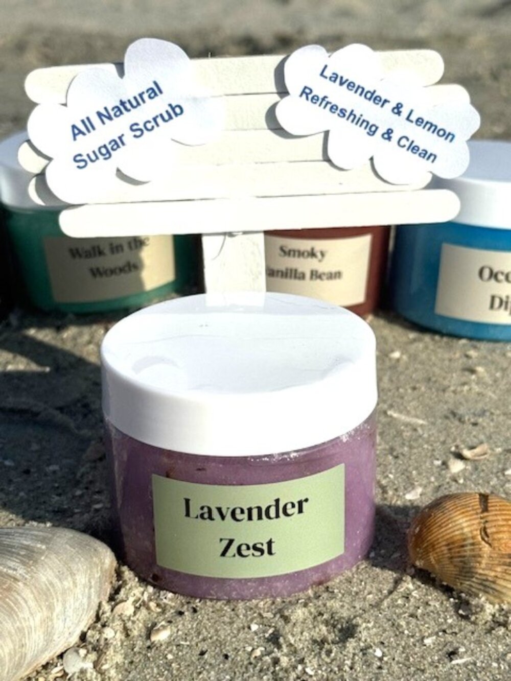 Lavender Lemon Body Sugar Scrub – All Natural Organic Exfoliator 6 oz jar
